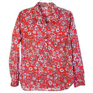 Gap Shirt Womens S Floral Popover Retro 70s Festival Boho Art Teacher Chic